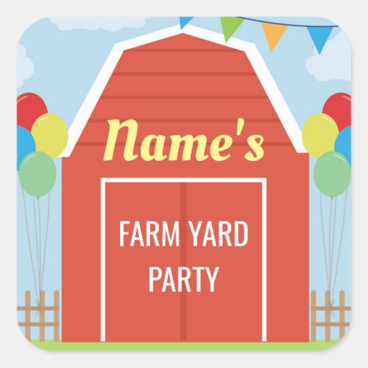 Verjaardagsfeestje Kinder Stickers Boerderij Barn  (Voorkant)
