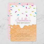 VERJAARDAGSFEESTJE KINDEREN ijshoorntje roze spikk Kaart (Voorkant / Achterkant)