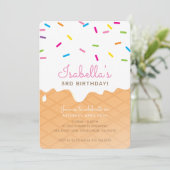 VERJAARDAGSFEESTJE KINDEREN ijshoorntje roze spikk Kaart (Staand voorkant)