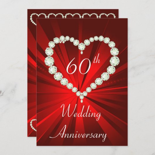 Verjaardagsfeestje Love Heart Diamond Kaart (Voorkant / Achterkant)