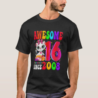 Verjaardagsfeestje meisje 16 Cute kat 16 Jaar oud  T-shirt