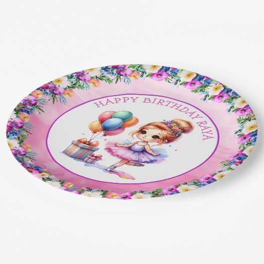 Verjaardagsfeestje met balletthema papieren bordje (Gekanteld)