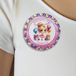 Verjaardagsfeestje met balletthema ronde button 5,7 cm