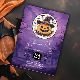 Verjaardagsfeestje met een leuke Halloween pompoen Kaart