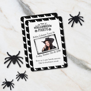 Verjaardagsfeestje met Halloween aangepaste foto Kaart