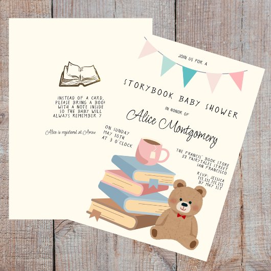 Verjaardagsfeestje met kinderboekbibliotheekthema  kaart