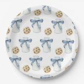 Verjaardagsfeestje met koekjes en melk papieren bordje (Voorkant)