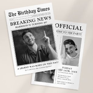 Verjaardagsfeestje met Oud Stijl Krantenfoto Kaart