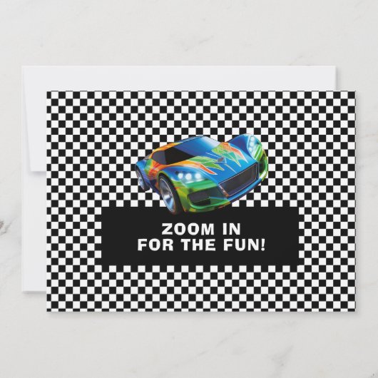 Verjaardagsfeestje met raceauto met foto kaart (Achterkant)