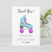 Verjaardagsfeestje met vintage roller skates bedankkaart (Staand voorkant)
