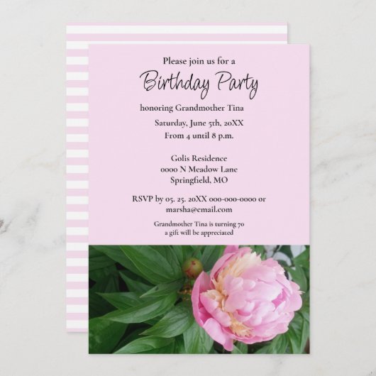 Verjaardagsfeestje oma kaart (Voorkant / Achterkant)