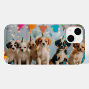 Verjaardagsfeestje ontwerp met schattige puppy's Case-Mate iPhone 14 hoesje