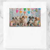 Verjaardagsfeestje ontwerp met schattige puppy's rechthoekige sticker (Tas)