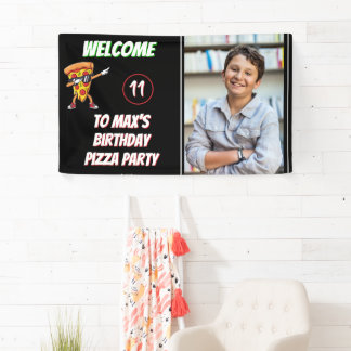 Verjaardagsfeestje Pizza Feest Pizza Schijf Kinder Spandoek