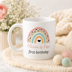 Verjaardagsfeestje Rainbow & Hearts 1 jaar Koffiemok