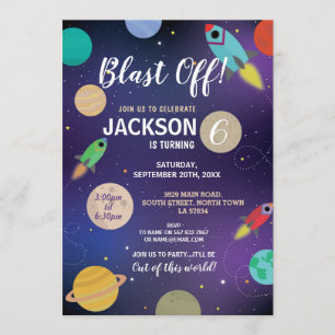 Verjaardagsfeestje raket Blast Off Space Galaxy Kaart