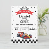 Verjaardagsfeestje Rode Race Auto Kaart (Staand voorkant)