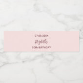 Verjaardagsfeestje roos goudblush waterfles etiket (Enkel label)