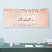 Verjaardagsfeestje roos goudroze spandoek (Beurs)
