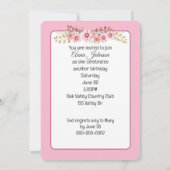 Verjaardagsfeestje Roze Kosmos Kaart (Achterkant)