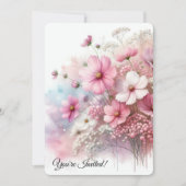 Verjaardagsfeestje Roze Kosmos Kaart (Voorkant)