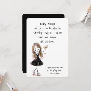 Verjaardagsfeestje Stick Figure Meisje met Martini Kaart
