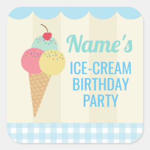 Verjaardagsfeestje Stickers Ice Cream Blue Lolly C