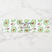 Verjaardagsfeestje Taco Avocado Waterfles Etiket (Enkel label)