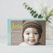 Verjaardagsfeestje uitnodigen | Een segment blauw  Kaart (Staand voorkant)