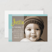 Verjaardagsfeestje uitnodigen | Een segment blauw  Kaart (Voorkant / Achterkant)