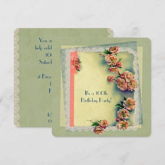 verjaardagsfeestje uitnodigen kaart (Voorkant / Achterkant)