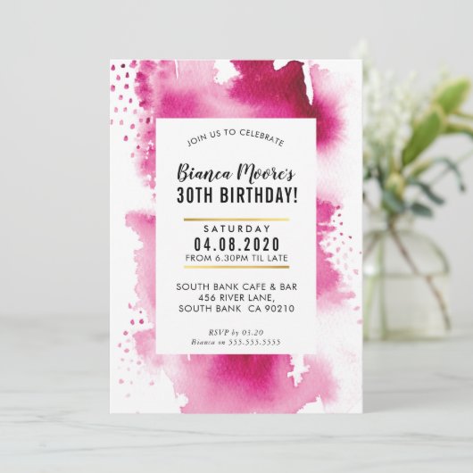 VERJAARDAGSFEESTJE UITNODIGEN Moderne waterverf ve Kaart (Staand voorkant)