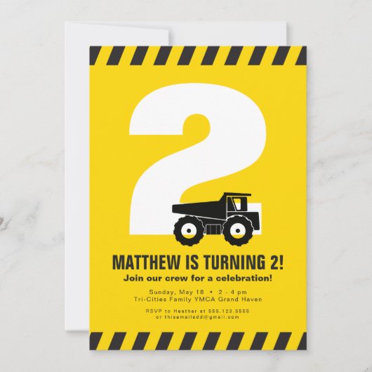 Verjaardagsfeestje uitnodiging bouw (Voorkant)