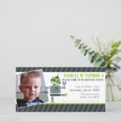 VERJAARDAGSFEESTJE UITNODIGING MET FOTO :: robot d (Staand voorkant)