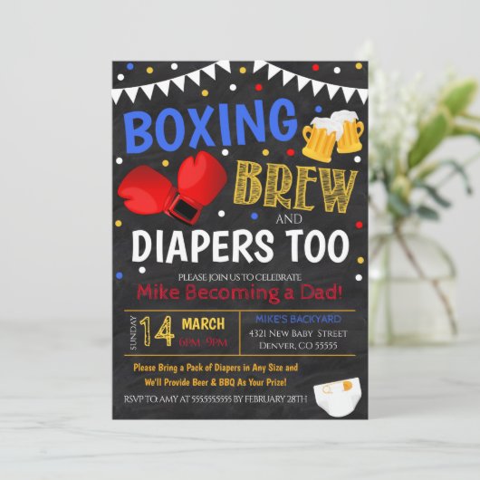 Verjaardagsfeestje Uitnodiging voor Boksen en Bier (Staand voorkant)