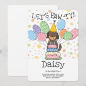 Verjaardagsfeestje uitnodiging voor Goldendoodle h (Voorkant / Achterkant)