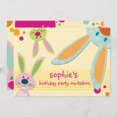 VERJAARDAGSFEESTJE UITNODIGT :: Bunny's peeking 1L Kaart (Voorkant / Achterkant)