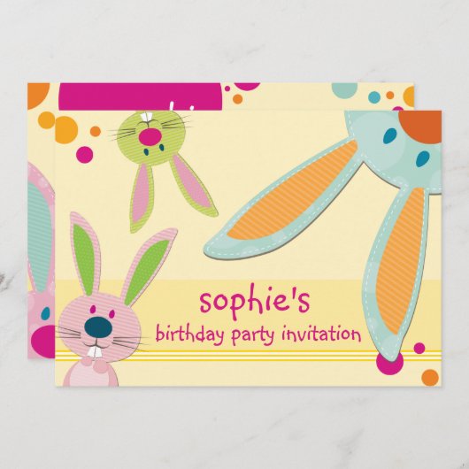 VERJAARDAGSFEESTJE UITNODIGT :: Bunny's peeking 1L Kaart (Voorkant / Achterkant)