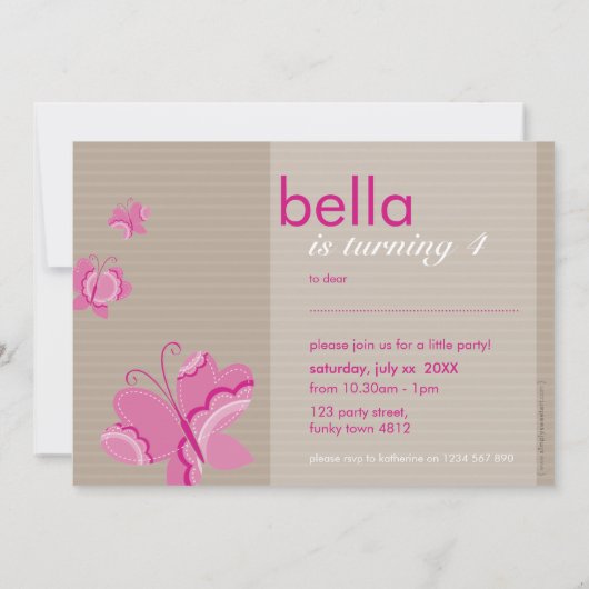 VERJAARDAGSFEESTJE UITNODIGT :: flutterby vlinder Kaart (Achterkant)