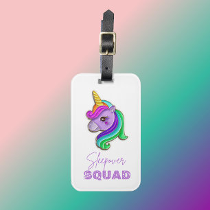 Verjaardagsfeestje Unicorn Sleepover Squad Bagagelabel
