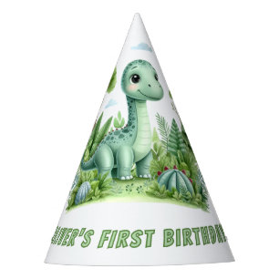 Verjaardagsfeestje van een schattige dinobaby feesthoedjes