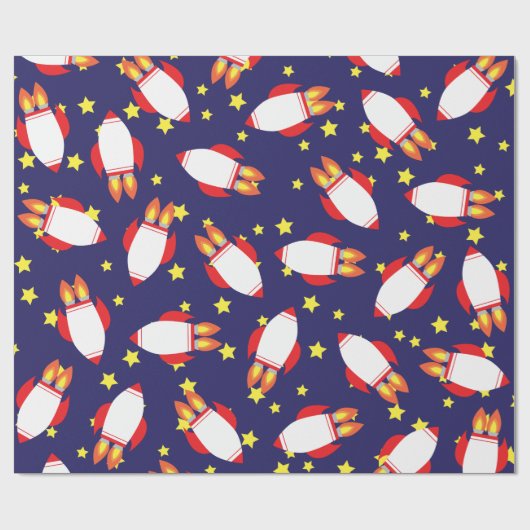 Verjaardagsfeestje van ruimteraketten cadeaupapier (Vlak)