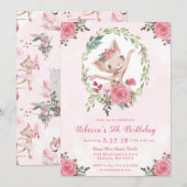 Verjaardagsfeestje voor balletdansende kitten kaart (Voorkant / Achterkant)