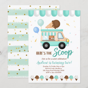 verjaardagsfeestje voor blauwe en witte roomauto kaart