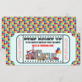 Verjaardagsfeestje voor circuskaartjes kaart (Voorkant / Achterkant)