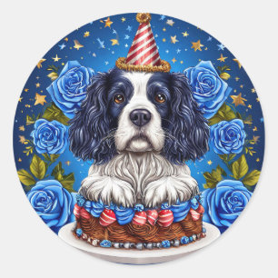 🐶 Verjaardagsfeestje voor Cocker Spaniel voor hon Ronde Sticker