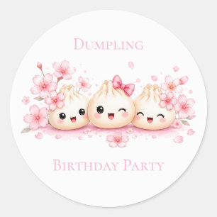 Verjaardagsfeestje voor Cute Dumpling Girl Ronde Sticker