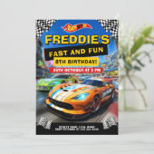 Verjaardagsfeestje voor de Speed Race Kaart (Staand voorkant)