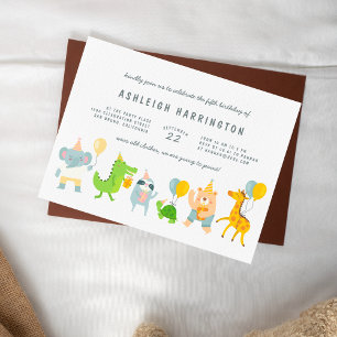 Verjaardagsfeestje voor dieren verjaardagsuitnodig uitnodiging briefkaart