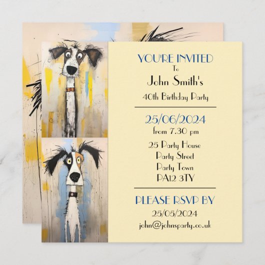 Verjaardagsfeestje voor een eigenzinnige hond kaart (Voorkant / Achterkant)